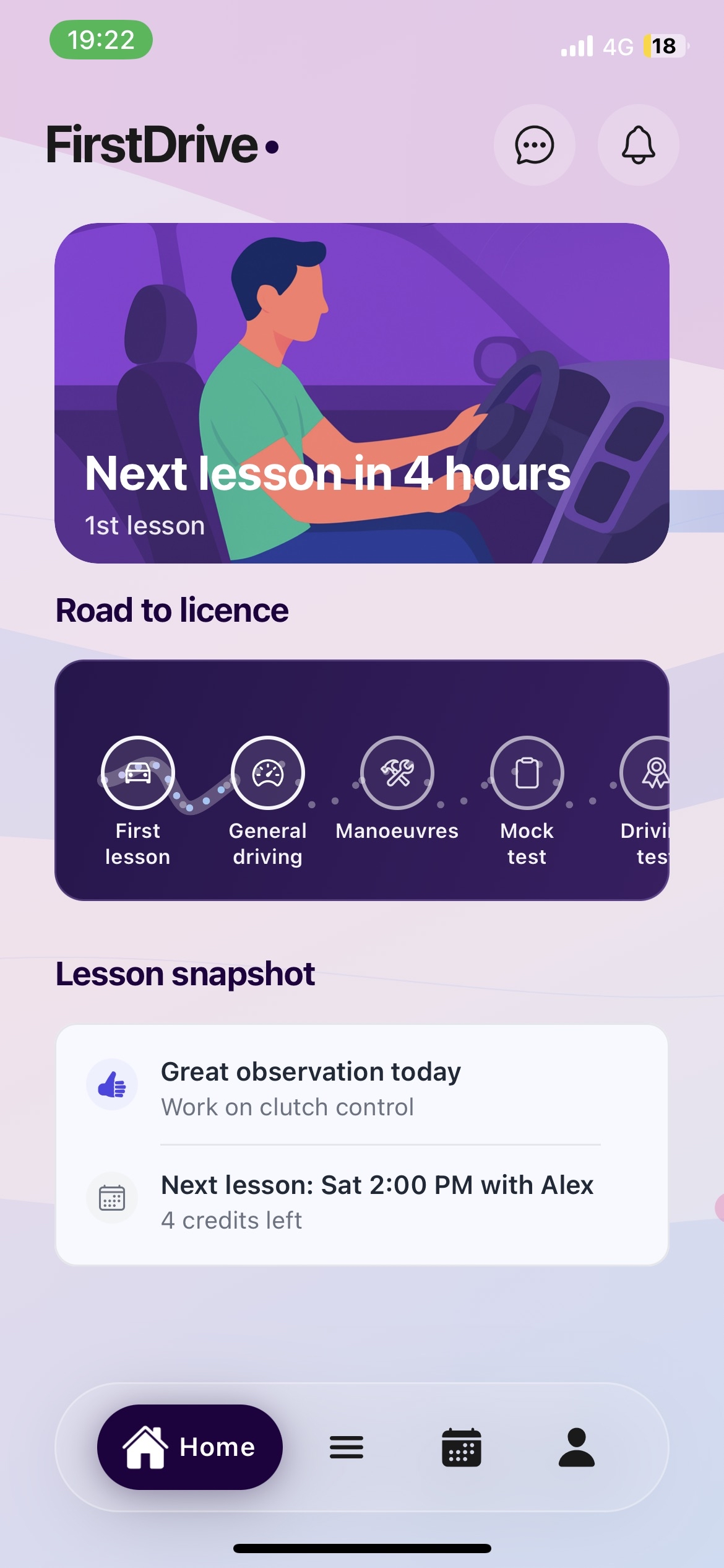 Track your learning progress and upcoming lessons